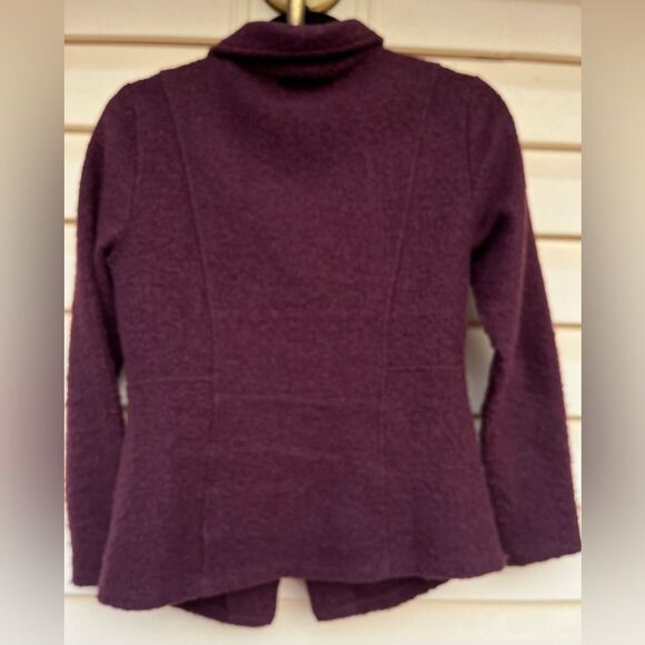 Halogen dark maroon diagonal zipper long sleeved sweater, side pockets, XS - Picture 7 of 9